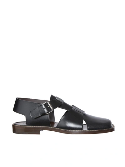 Lemaire Fisherman Leather Sandals In Black