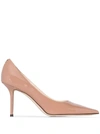 Jimmy Choo Light Pink Pointed Pumps In Patent Leather Woman