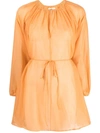 Manebi Manebí Woman Mini Dress Mandarin Size L Cotton, Silk In Orange