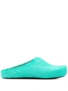 Marni Turquoise Long Haircalfskin Fussbett Sabot In Green