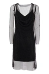 Max Mara Vezzo Short Embroidered Mesh Dress With Crystal In Black