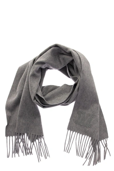 Max Mara Wsdalia Fringed Scarf In Light Grey