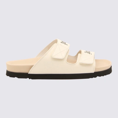 Palm Angels Beige Leather Logo Sandals In <p>beige Leather Logo Sandals From  Featuring Open Toe, Rubber Sole, Double Adjustable Ve