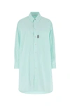 Palm Angels Oversize Cotton Shirt Dress In Lightblueblac