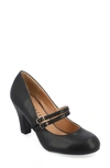 Journee Collection Womens Windy Double Strap Round Toe Block Heel Mary Jane Pumps In Black
