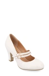 Journee Collection Womens Windy Double Strap Round Toe Block Heel Mary Jane Pumps In Ivory
