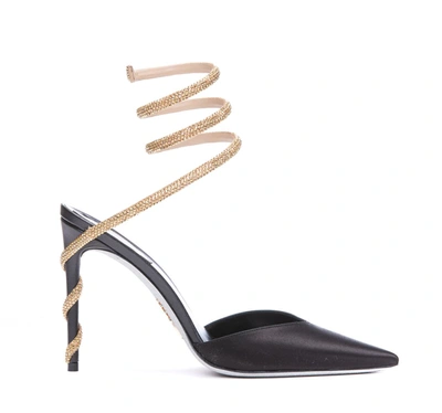 René Caovilla Tina Embellished Pointed Toe Pumps In Black