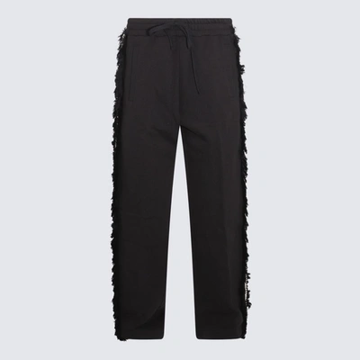Ritos Black Cotton Pants In <p>black Cotton Pants From  Featuring Elasticated Waistband, Side Pockets And Tone-on-tone Frin