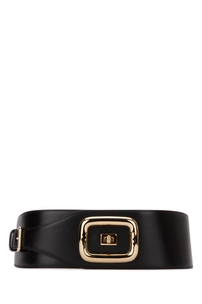 Roger Vivier Leather With Gold Buckle Belt In Black