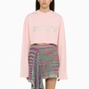 Rotate Birger Christensen Sequin-embellished Logo Crop Top In Pink