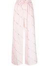 Rotate Birger Christensen + Net Sustain Crystal-embellished Organic Cotton-poplin Wide-leg Pants In Pink