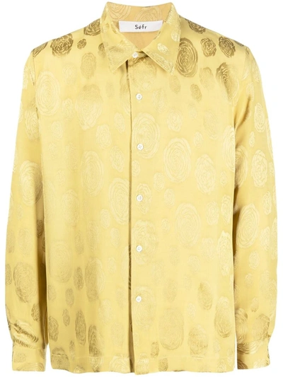 Séfr Floral-print Long-sleeve Shirt In Yellow Zinnia