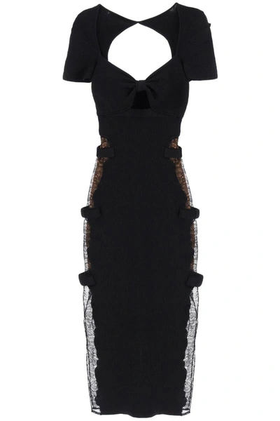 self portrait black knit lace midi dress Self-portrait With Inserts In Lace insert
