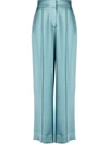 Simkhai Kyra Satin-finish Straight-leg Trousers In Blue