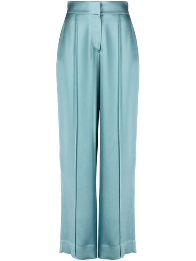 Simkhai Kyra Satin-finish Straight-leg Trousers In Blue