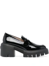 STUART WEITZMAN 'SOHO' BLACK LOAFERS WITH CHUNKY SOLE IN PATENT LEATHER WOMAN