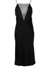 Stella Mccartney Open-back Silk Chiffon-trimmed Crepe Midi Dress In Black