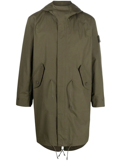 Stone Island Cotton Parka Coat In Green