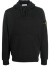 Stone Island Mens Black Brand-badge Relaxed-fit Cotton-jersey Hoody In Black