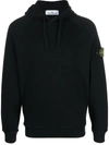 Stone Island Mens Black Brand-badge Relaxed-fit Cotton-jersey Hoody In Blue