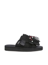Suicoke Moto-cab Fringed Sandals In Black