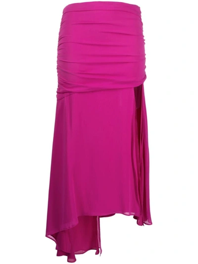 The Andamane Asymmetric Draped Midi Skirt In Viola
