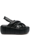 Themoirè Acquaria Wedges In Black Faux Leather In Black