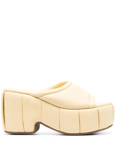 Themoirè Cassiope Padded Platform Mules In Yellow