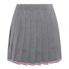 Thom Browne Rwb-trimmed Pleated Miniskirt In Med Grey