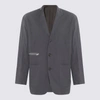 Undercover Dark Grey Cotton Blazer In <p>dark Grey Cotton Blazer From  Featuring Zip Detailing, Classic Lapels, Front Button Fas