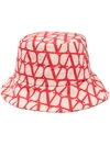 Valentino Garavani Canvas-jacquard Bucket Hat In Red