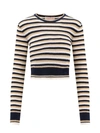 Valentino Wool-blend Striped Knit Top In Black