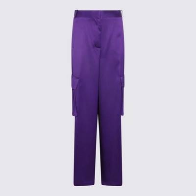 Versace Duchesse Viscose Informal Wide-leg Cargo Pant In Purple