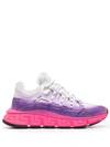 Versace Trigreca Low Top Lace Up Leather Faded Sneaker In T.pin/d.or