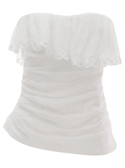ISABEL MARANT WHITE SLEEVELESS TOP WITH RUCHES DETAIL WHITE IN RAMIE WOMAN