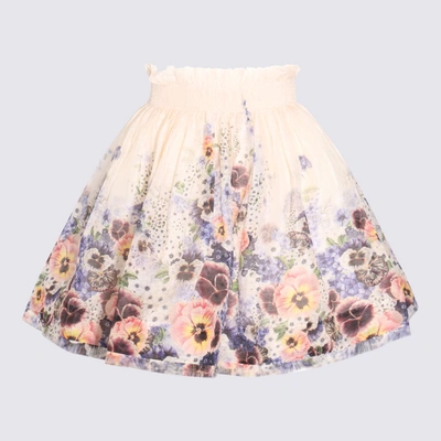 Zimmermann Tama Floral Print Linen&silk Mini Skirt In Purple Pansy Print