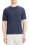 Theory Kolben Linen Blend T-shirt In New Baltic/ White