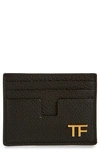 Tom Ford Logo Detail Embossed Leather Cardholder In Black