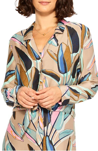 Nic + Zoe Banana Leaves Button-up Blouse In Multi