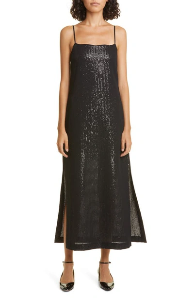 Max Mara Alias Sequined Georgette Maxi Dress In Black