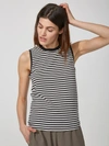 Frank + Oak Striped Cotton Muscle Tank in Black and White,96512