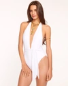 Ramy Brook Verona Halter One Piece Swimsuit In White