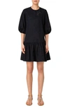 Akris Punto Kaleidoscope Eyelet Poplin Peasant Dress In Black