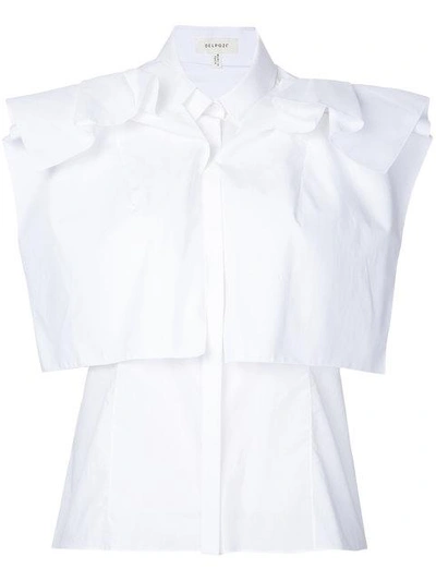 Delpozo Ruffled Cotton Poplin Top In White