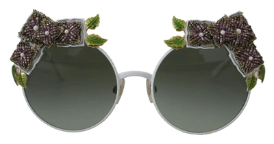 Dolce & Gabbana Gold Floral Embellished Metal Frame Round Dg2186 Sunglasses