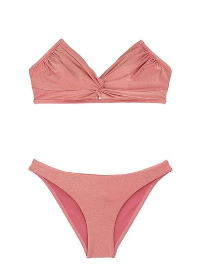 Zimmermann Clover Lurex Twist Beachwear Pink In Nude & Neutrals