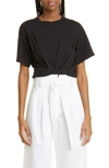 A.l.c . Mimi Gathered Crop T-shirt In Black