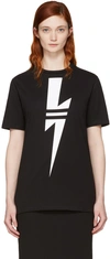 NEIL BARRETT Black Double Stripe Thunderbolt T-Shirt