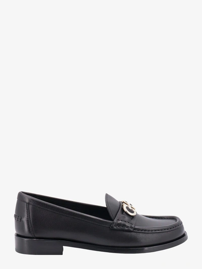 Ferragamo Ofelia Leather Logo Plaque Loafers In Black