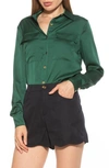 Alexia Admor Long Sleeve Button-up Shirt In Emerald